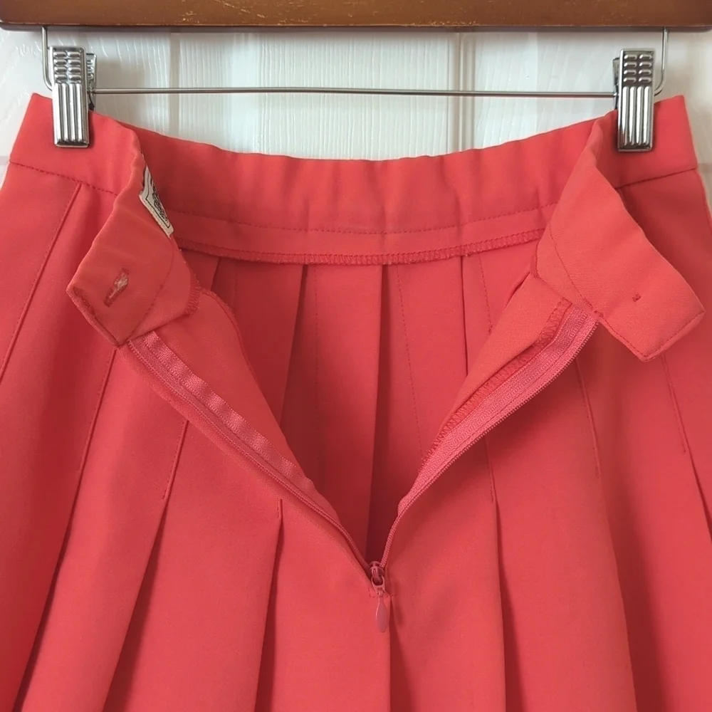Tretorn 80's Vintage Classic Pleated High Waisted Mini Tennis Skirt Hot Coral 8 - Picture 8 of 10